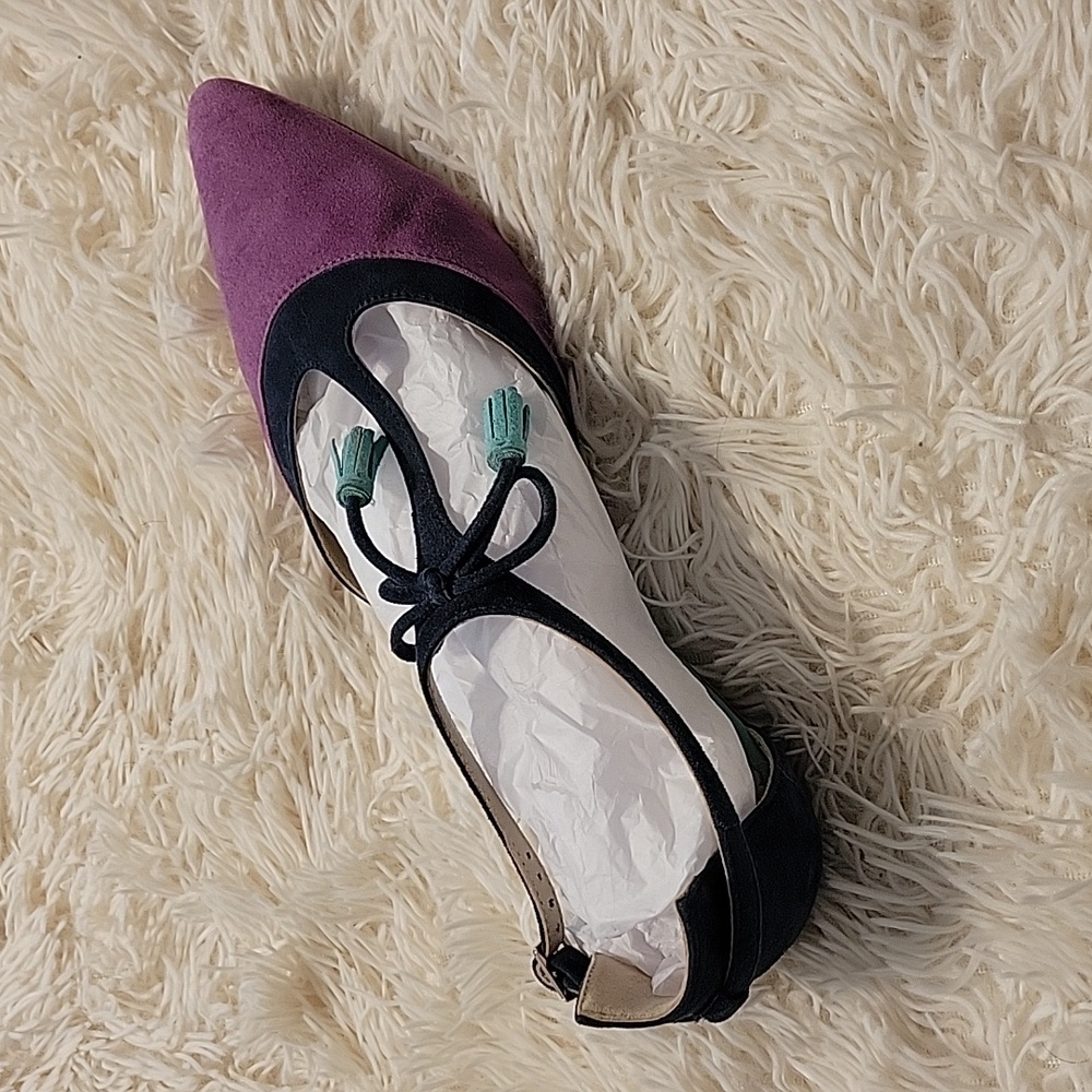 Boden Purple and Navy Leather Flats - Picture 7 of 9
